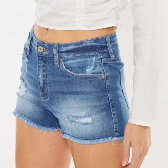 New Kancan Mid Rise Denim Shorts - Picture 4 of 9